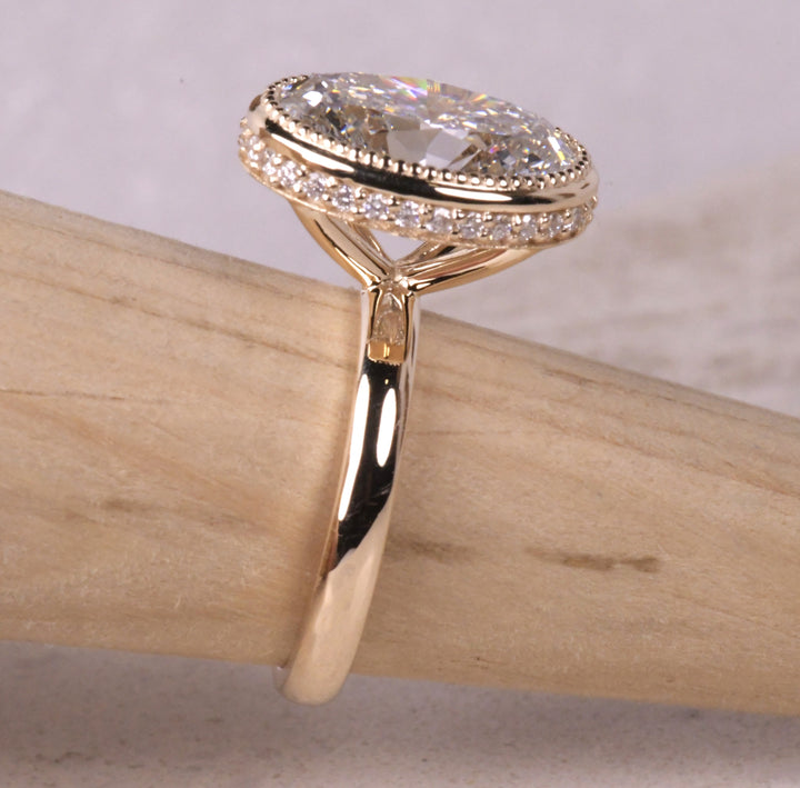 Bezel Milgrain Oval Lab Diamond Ring