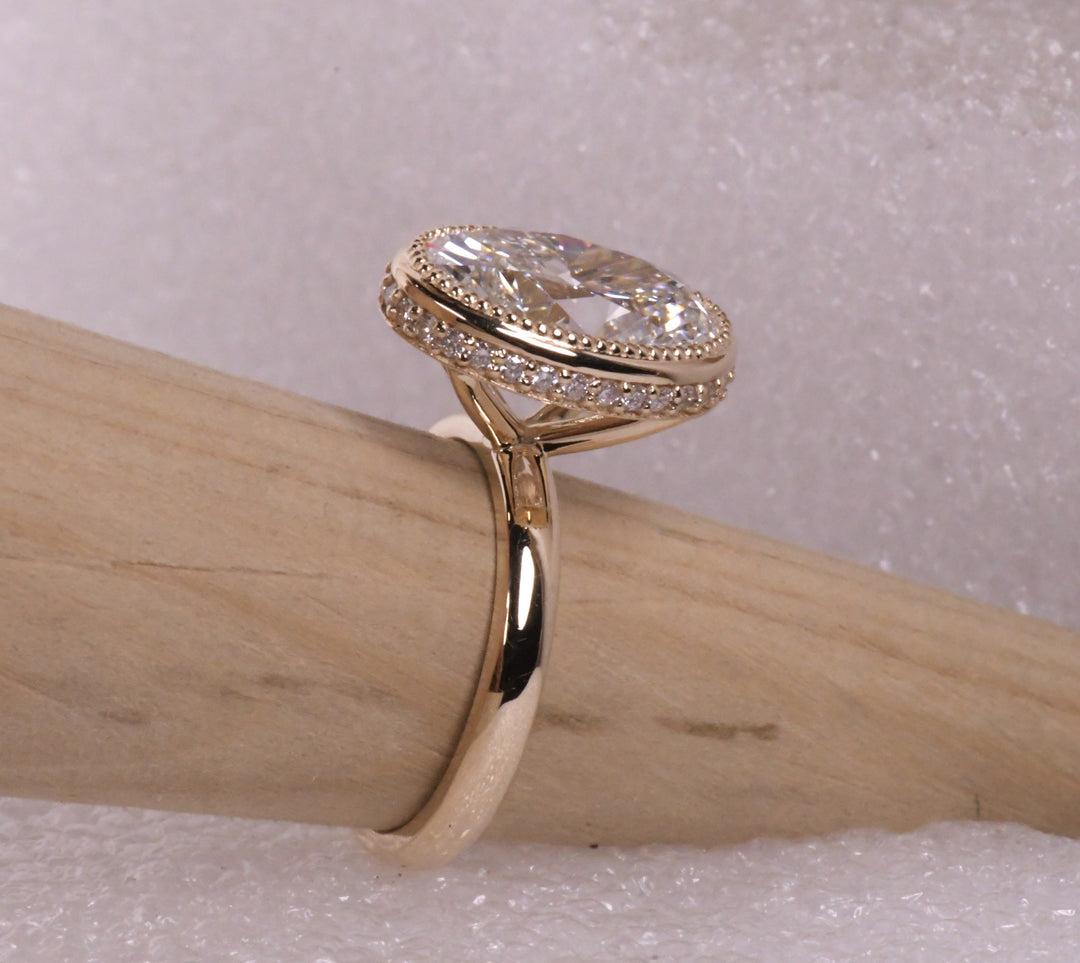 Bezel Milgrain Oval Lab Diamond Ring