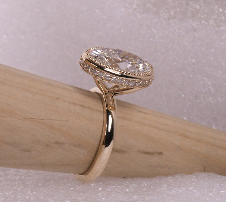Bezel Milgrain Oval Lab Diamond Ring