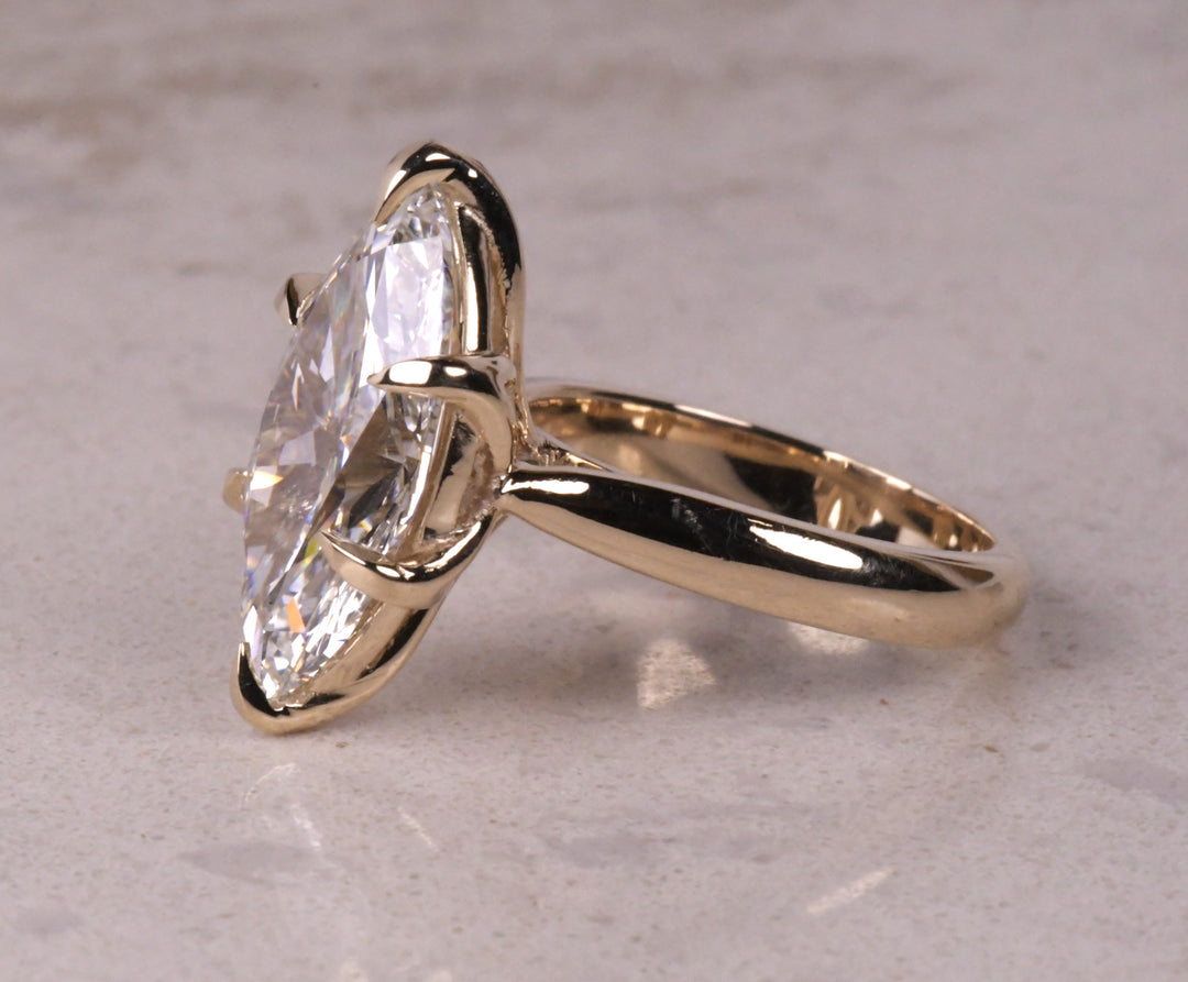 Marquise Diamond Reverse Tapered Shank Solitaire Ring