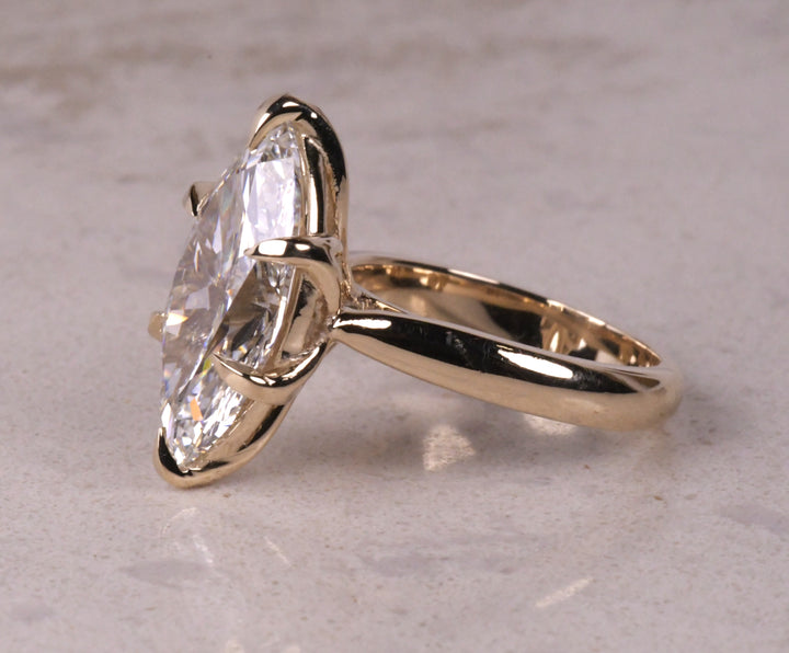 Marquise Diamond Reverse Tapered Shank Solitaire Ring