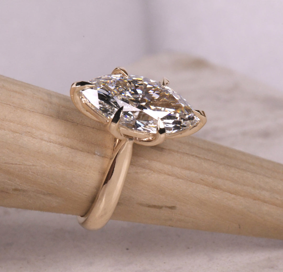 Marquise Diamond Reverse Tapered Shank Solitaire Ring