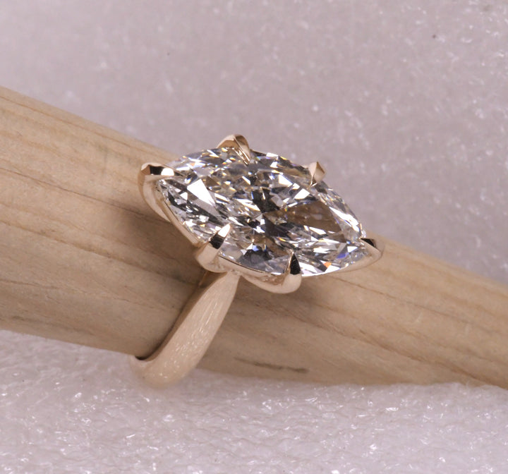 Marquise Diamond Reverse Tapered Shank Solitaire Ring
