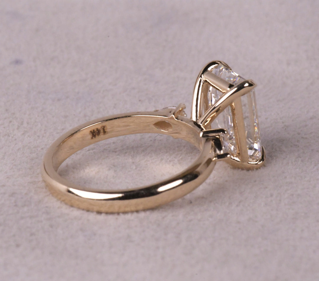 3 Stone Emerald Cut Lab Diamond Ring