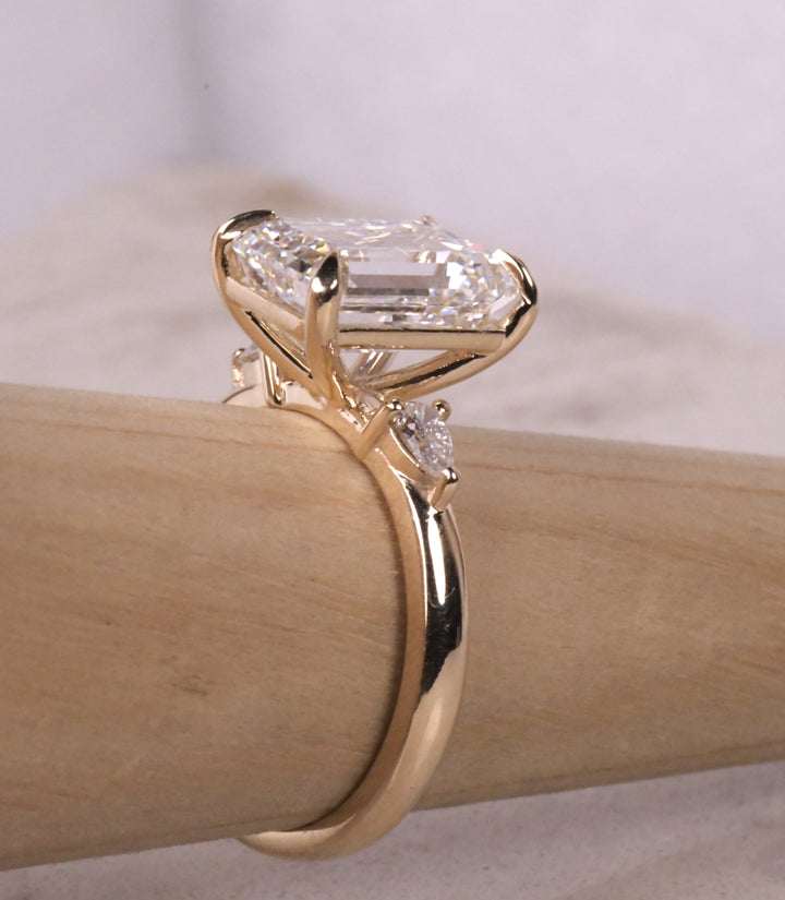 3 Stone Emerald Cut Lab Diamond Ring