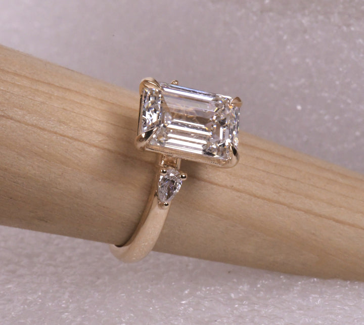 3 Stone Emerald Cut Lab Diamond Ring