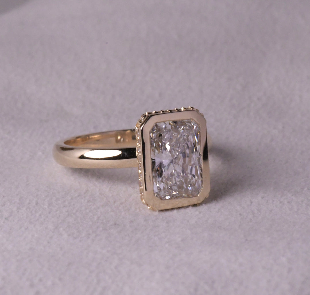 Bezel Radiant Cut Lab Diamond Ring