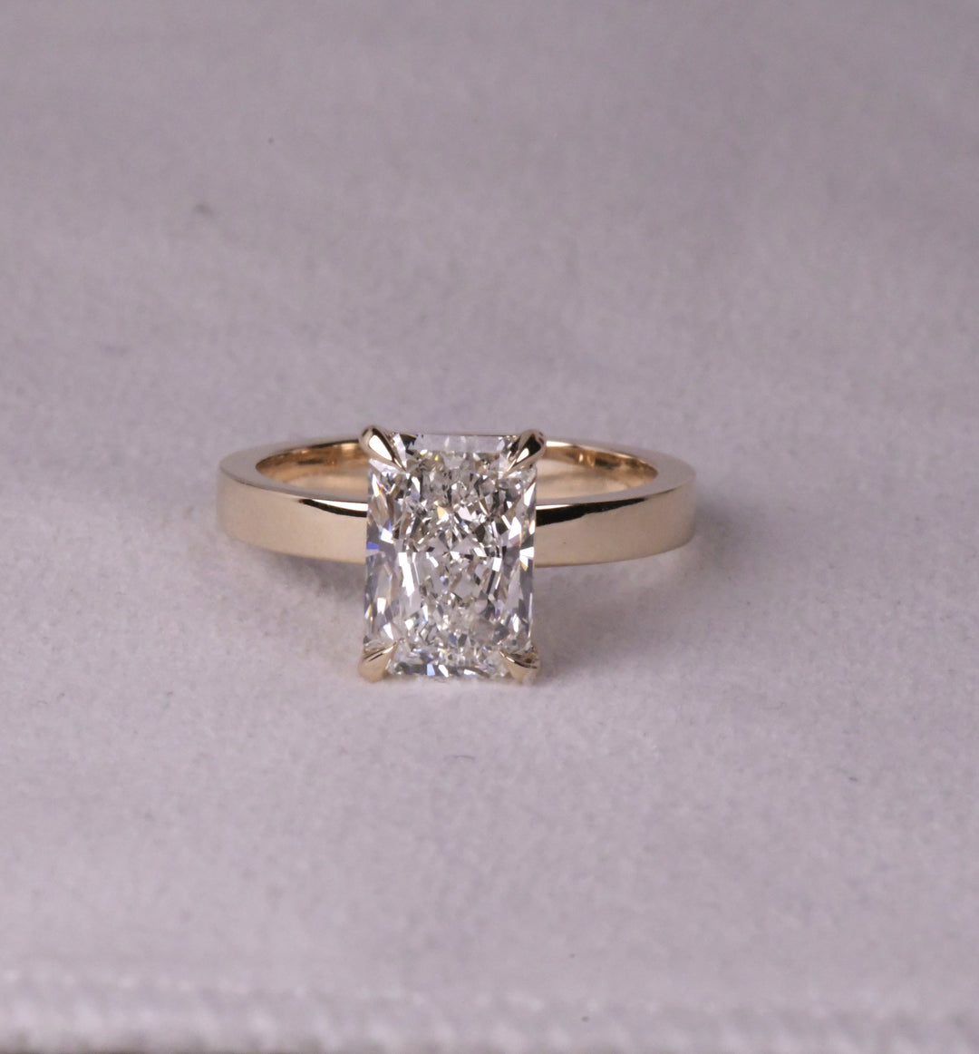 Radiant Cut Solitaire Flat Band Ring