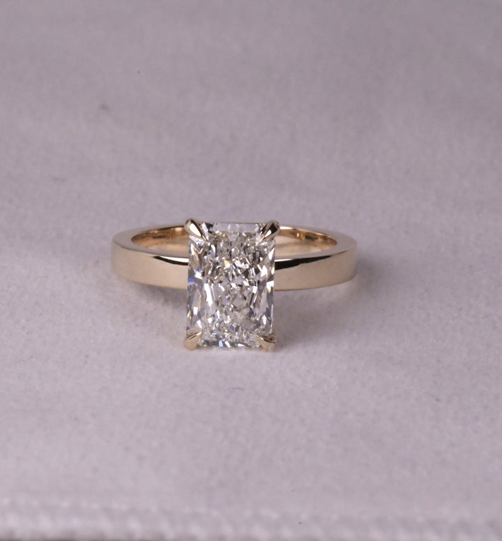 Radiant Cut Solitaire Flat Band Ring