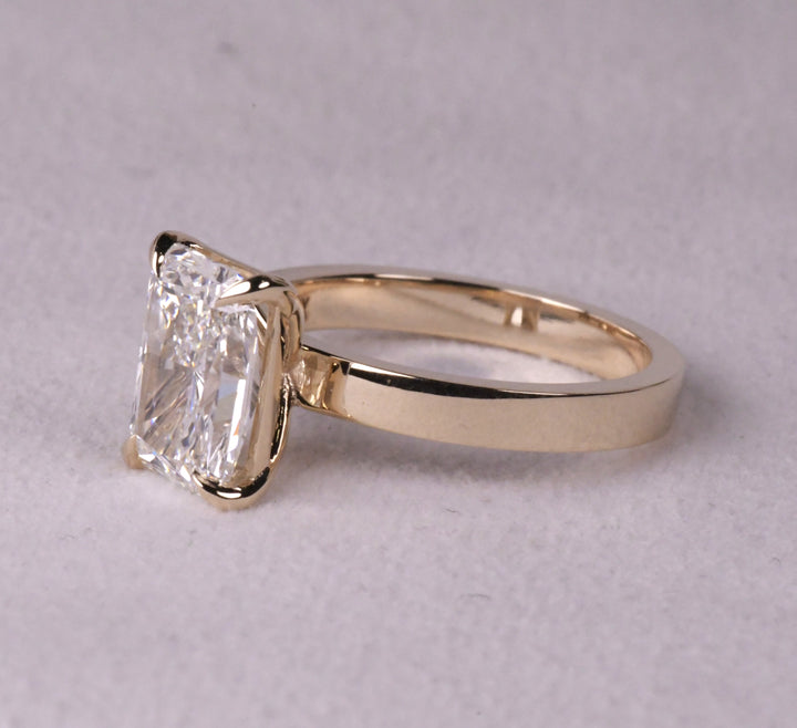 Radiant Cut Solitaire Flat Band Ring