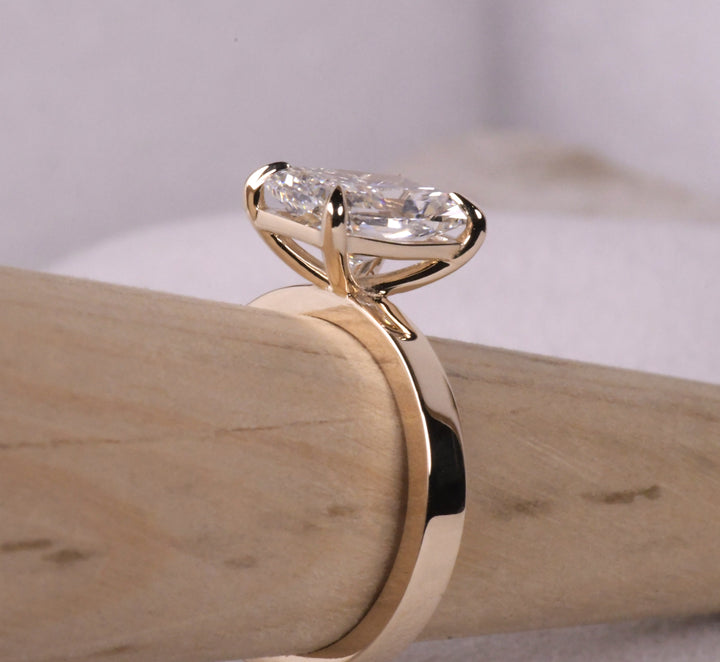 Radiant Cut Solitaire Flat Band Ring