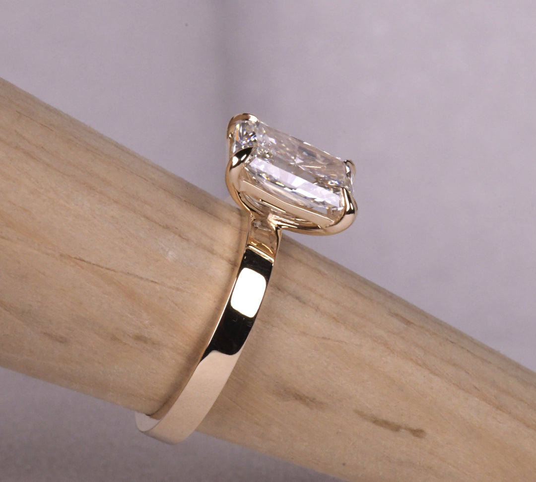 Radiant Cut Solitaire Flat Band Ring