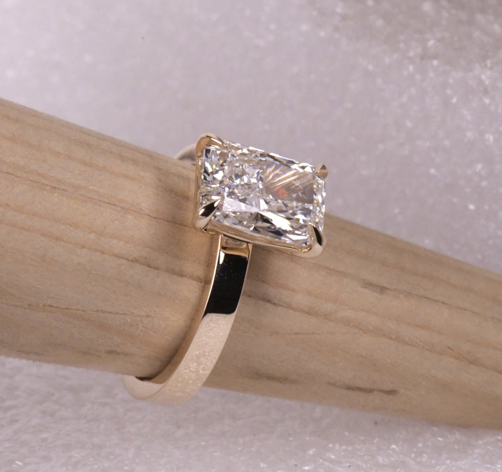 Radiant Cut Solitaire Flat Band Ring