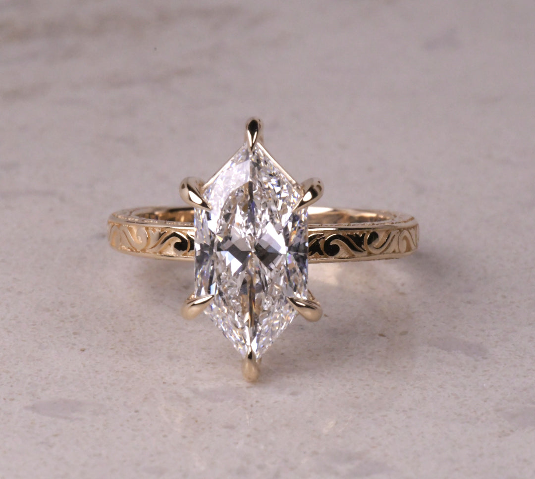 Dutch Marquise Solitaire Art Deco Ring