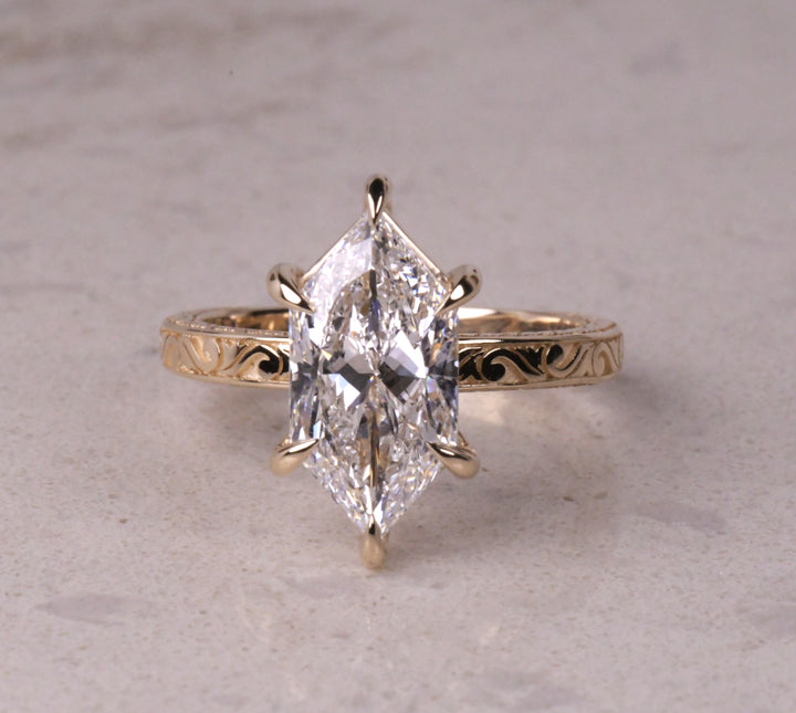 Dutch Marquise Solitaire Art Deco Ring