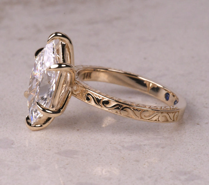 Dutch Marquise Solitaire Art Deco Ring