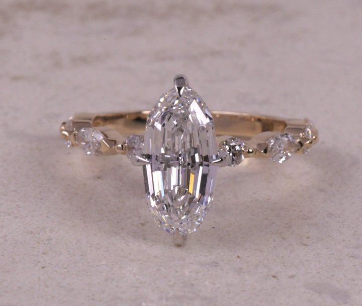 Step Cut Moval Solitaire Two Tone Ring