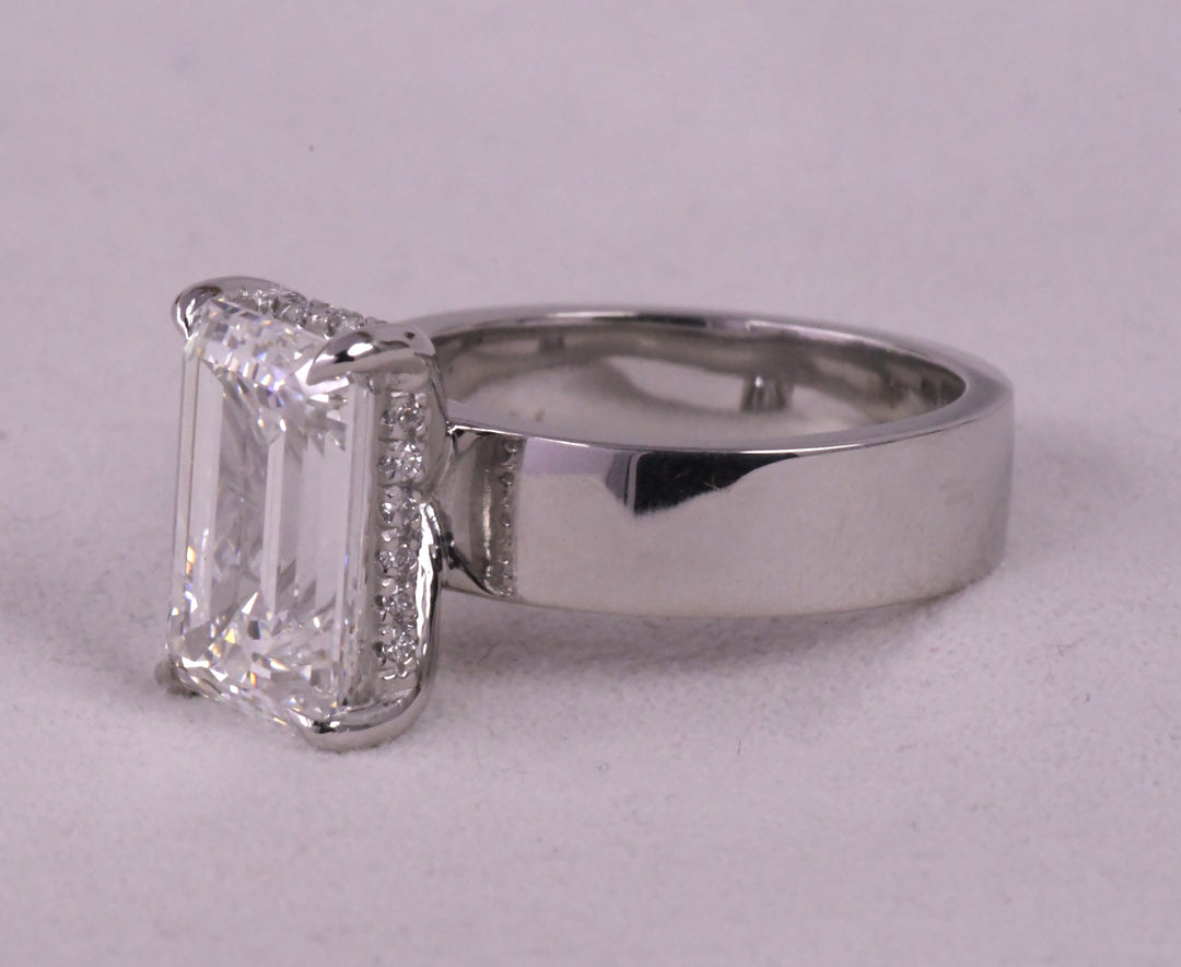 Emerald Cut Solitaire 5mm Wide Band Ring