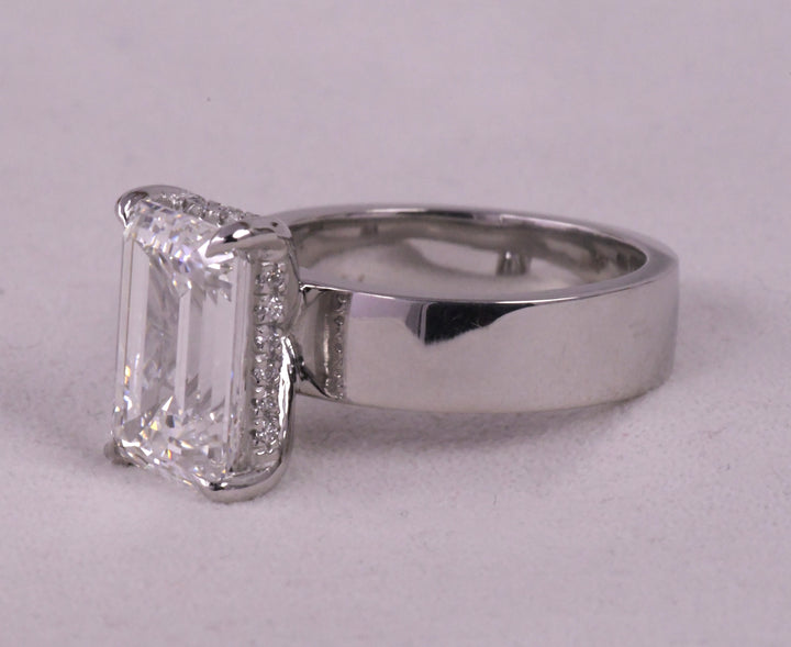 Emerald Cut Solitaire 5mm Wide Band Ring