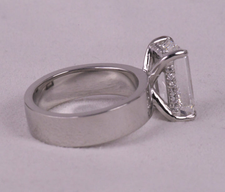 Emerald Cut Solitaire 5mm Wide Band Ring