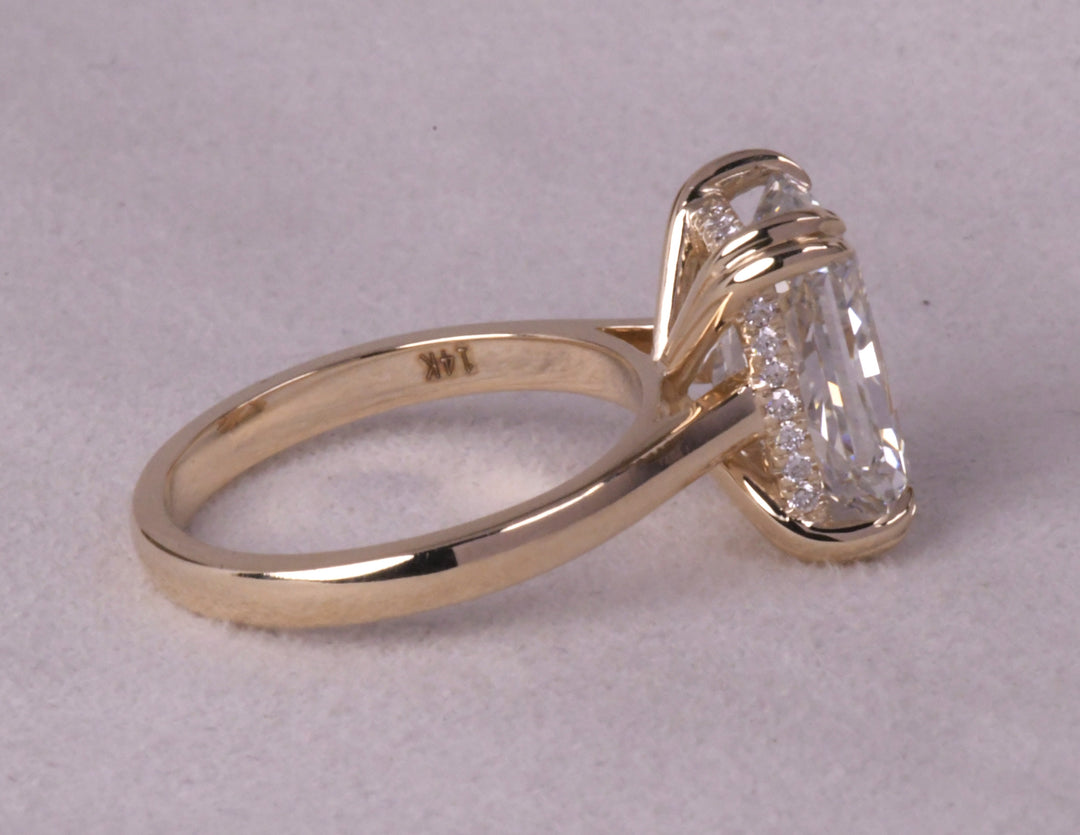 Emerald Cut Hidden Halo Diamond Ring