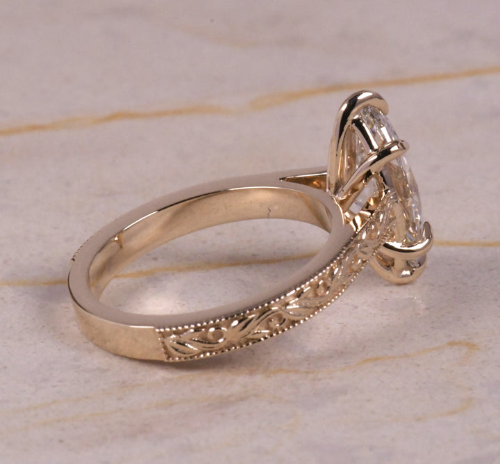Marquise Milgrain Art Deco Ring