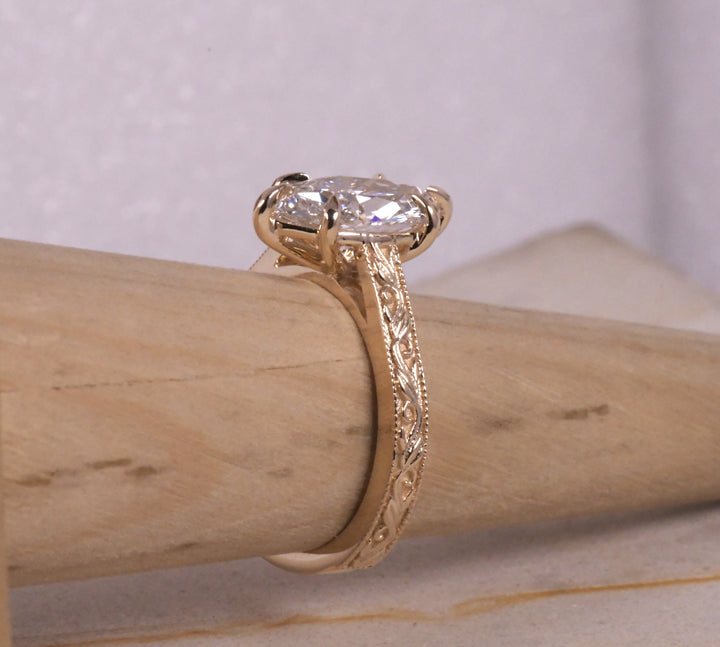 Marquise Milgrain Art Deco Ring
