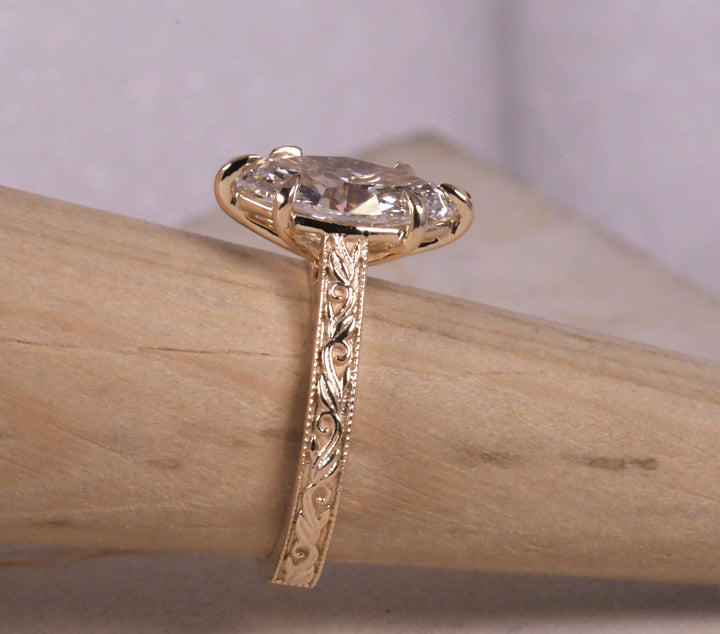 Marquise Milgrain Art Deco Ring