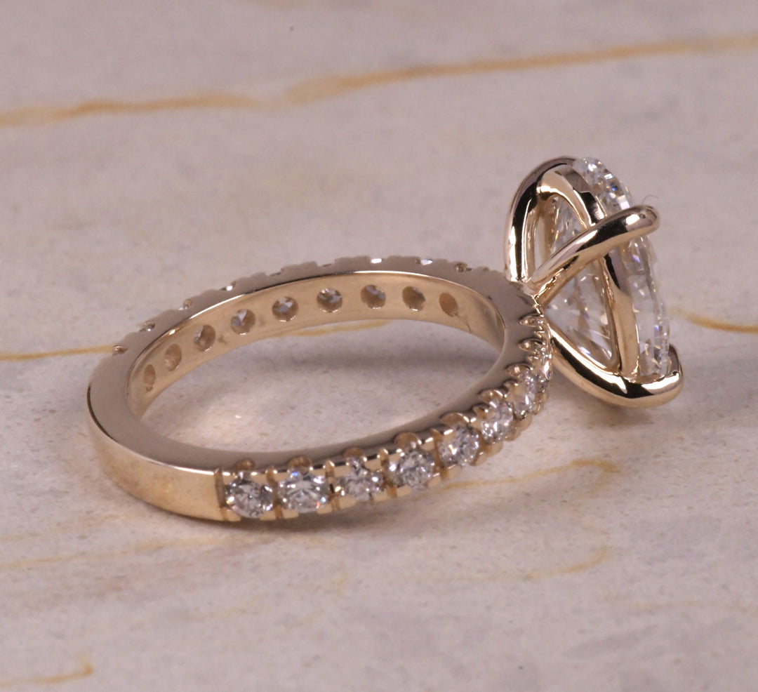 Hidden Halo Style Oval &amp; Pave Lab Diamond Ring