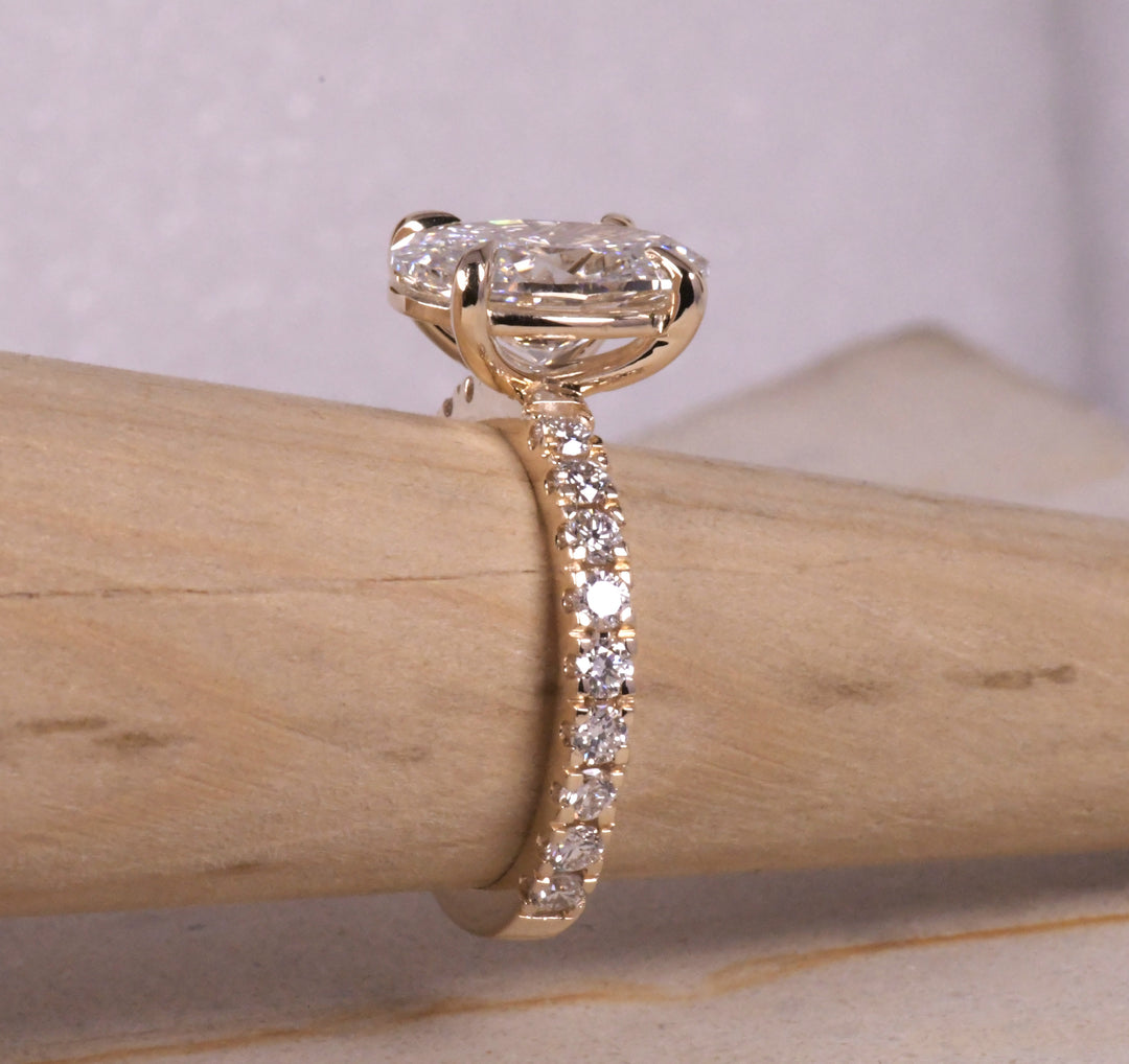 Hidden Halo Style Oval &amp; Pave Lab Diamond Ring