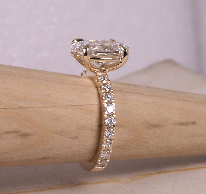 Hidden Halo Style Oval &amp; Pave Lab Diamond Ring