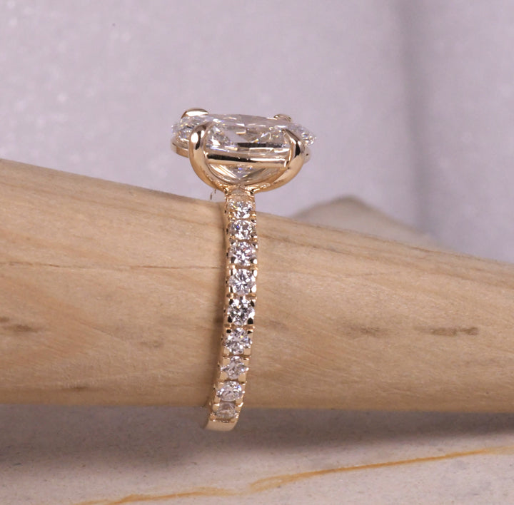 Hidden Halo Style Oval &amp; Pave Lab Diamond Ring