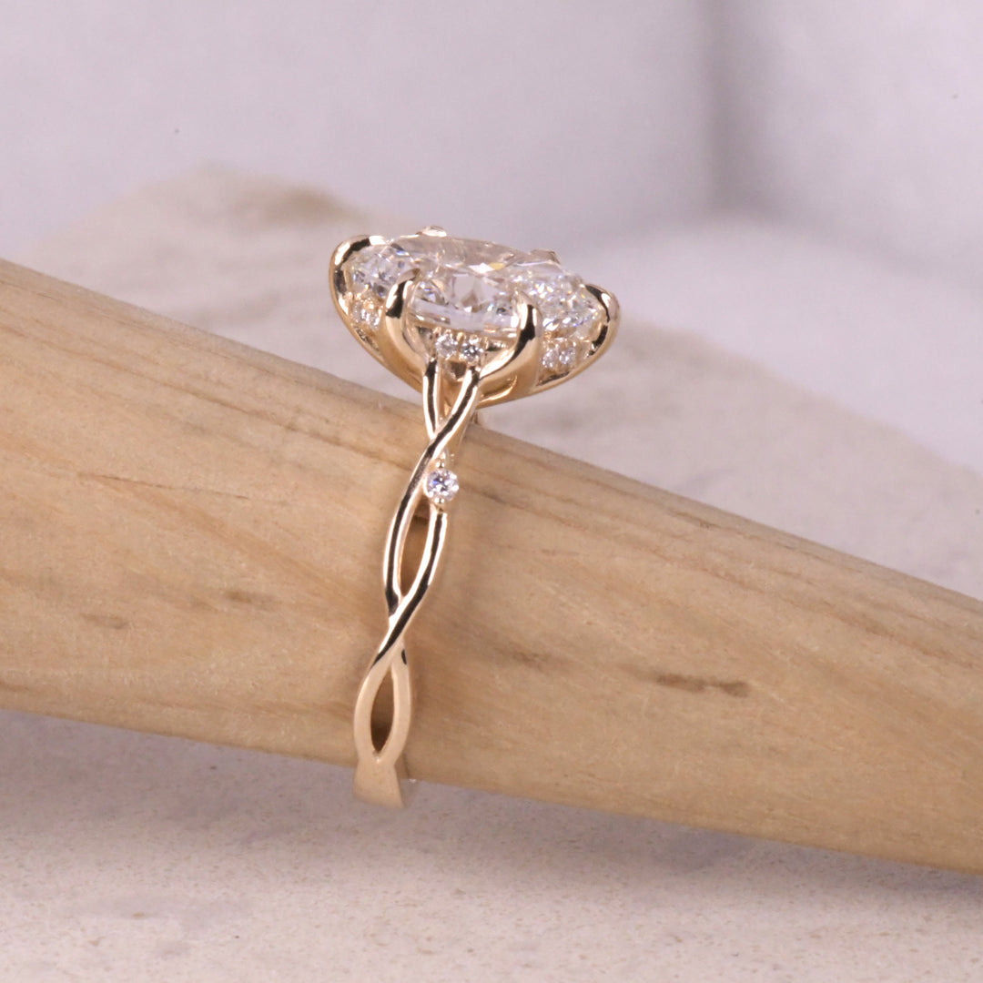 Oval Lab Diamond Split Shank Ring