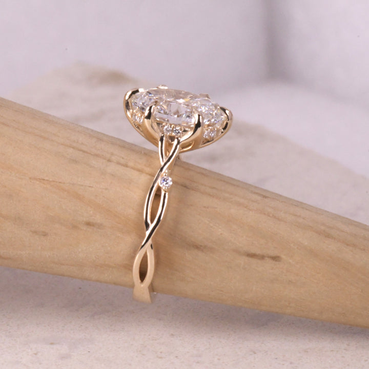 Oval Lab Diamond Split Shank Ring