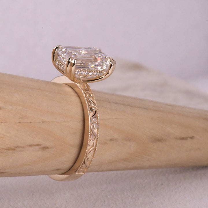 Radiant Cut halo Art Deco Ring