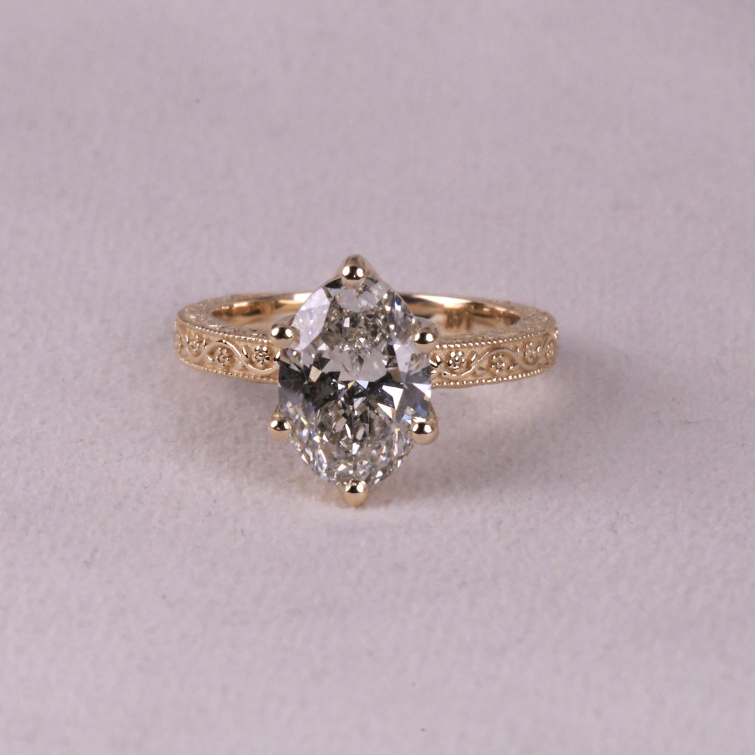 6 Tulip Prong Set Oval Art Deco Ring