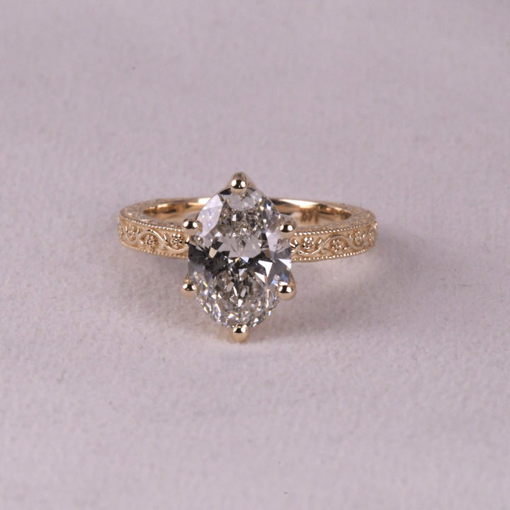 6 Tulip Prong Set Oval Art Deco Ring