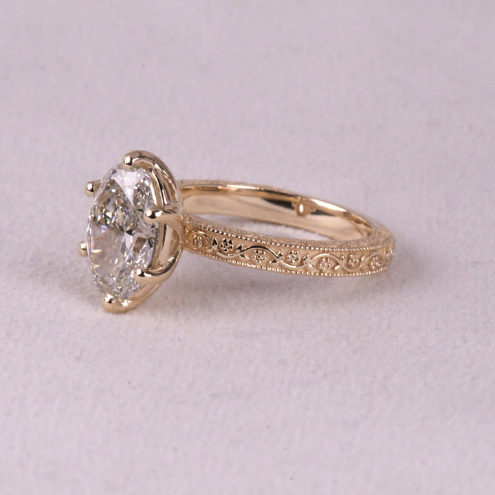 6 Tulip Prong Set Oval Art Deco Ring