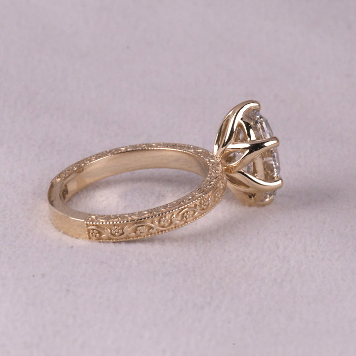 6 Tulip Prong Set Oval Art Deco Ring