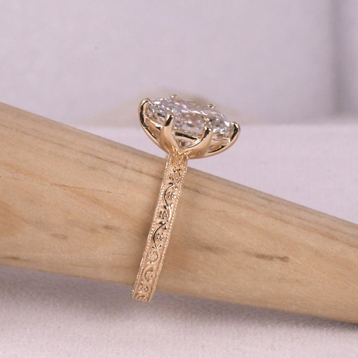 6 Tulip Prong Set Oval Art Deco Ring