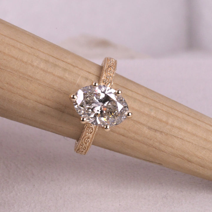6 Tulip Prong Set Oval Art Deco Ring