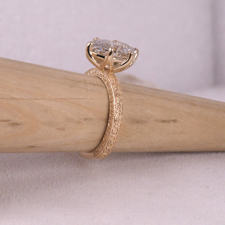 6 Tulip Prong Set Oval Art Deco Ring