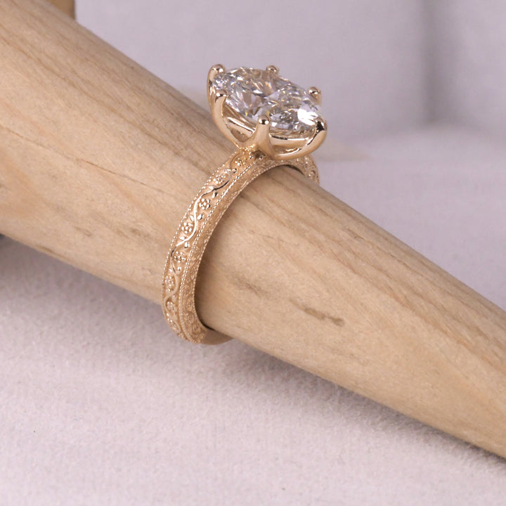6 Tulip Prong Set Oval Art Deco Ring
