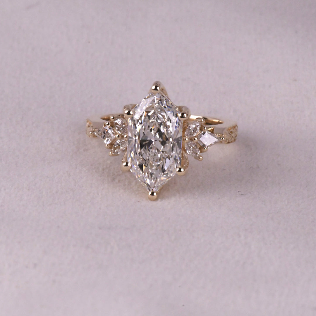Custom Step Cut Hexagon Lab Diamond Ring