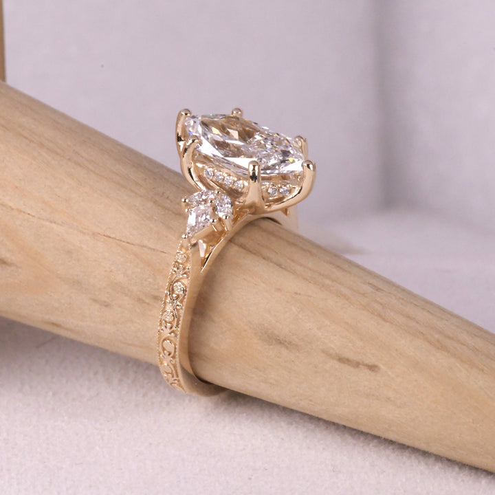 Custom Step Cut Hexagon Lab Diamond Ring