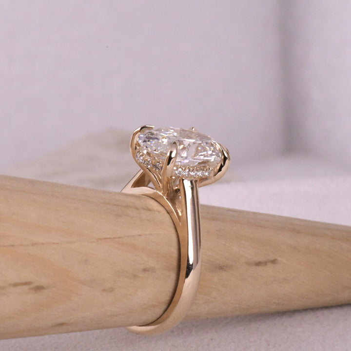 Oval Lab Grown Diamond Hidden Halo Ring