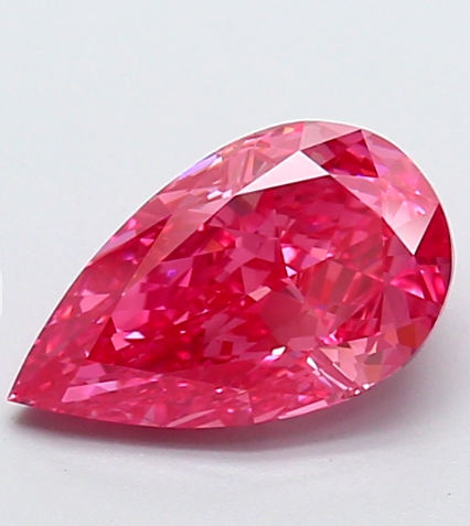 Pear 1.80ct Fancy Vivid Pink VS1 925 Sterling Silver