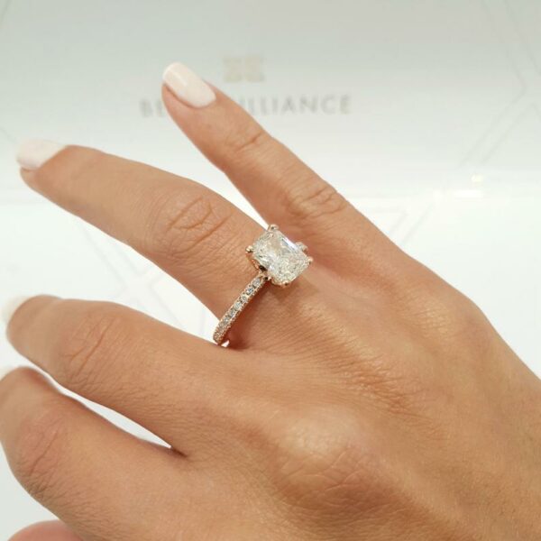 2.80Ct Radiant Cut Solitaire Diamond Engagement Ring 14K White Gold Plated