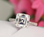 5 Carat (10mm) Asscher Cut Diamond Solitaire Engagement Ring 14K White Gold