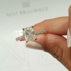 2.80Ct Radiant Cut Solitaire Diamond Engagement Ring 14K White Gold Plated